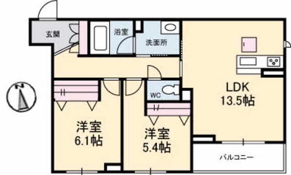 グランベレオ木太の物件間取画像